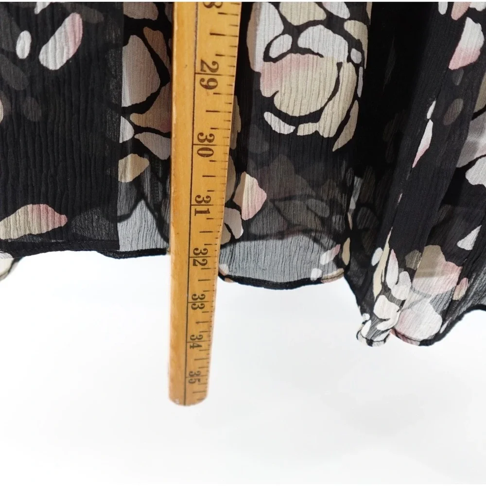 Jones New York Collection Black Floral‎ Chiffon Midi Skirt 16 A-Line Pleated